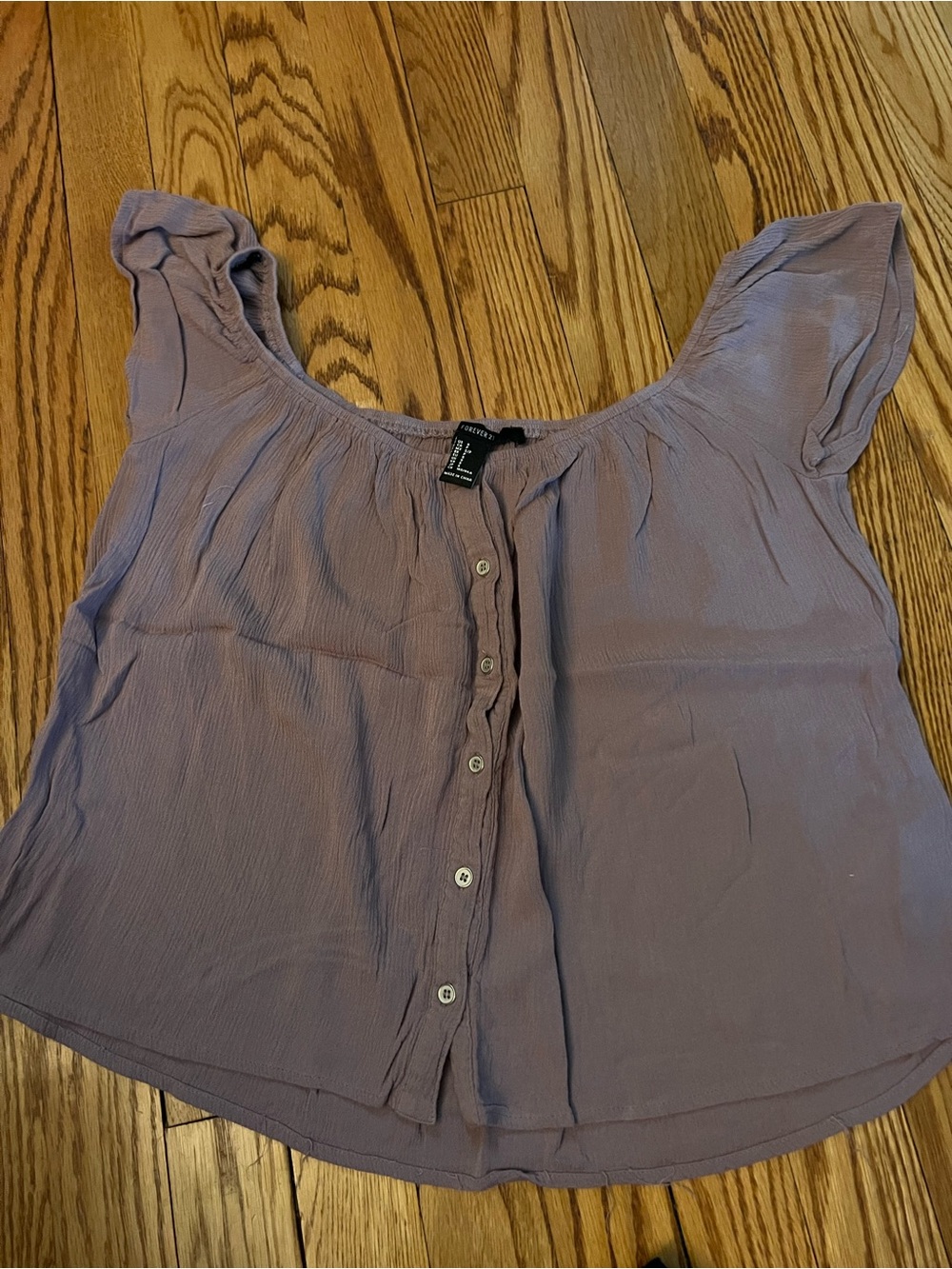 Forever 21 Lavender Button-Front Peasant Top